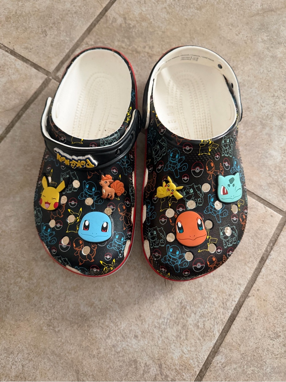 CROCS Kids Black Pokémon Character Clogs with Multicolor Graphics